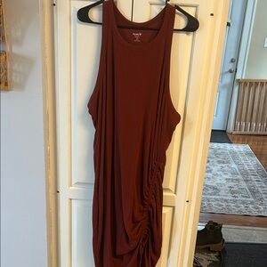 Old Navy Asymmetrical Sleeveless Dress in Deep Rust